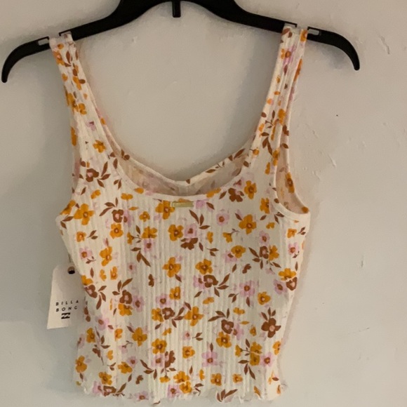 Billabong Floral Tank Top, Size L, White/Multi, NWT - Picture 2 of 8